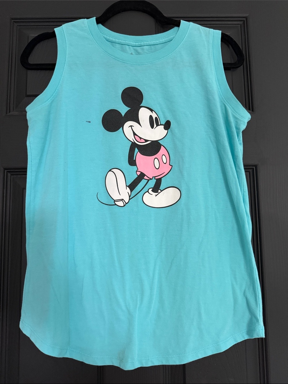 Disney Aqua Muscle Tank with Pink Mickey Graphic for women size S